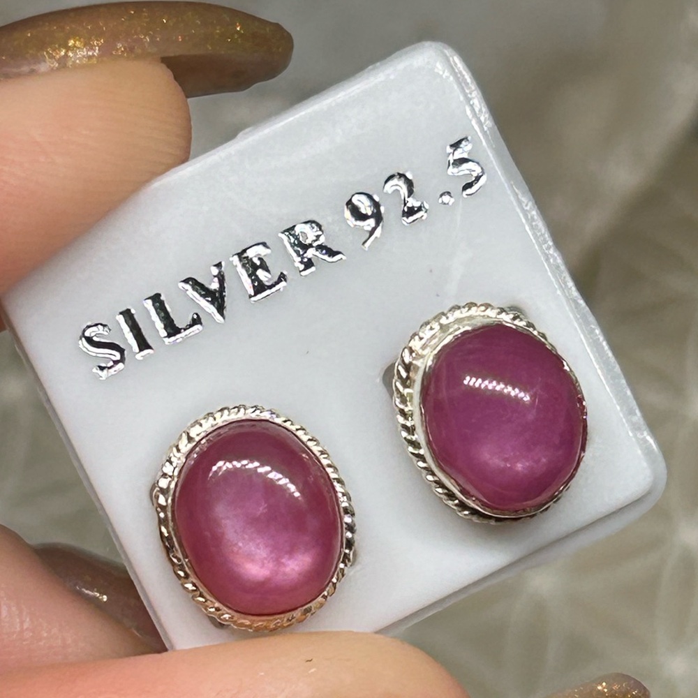 Ruby & Sterling Silver Stud Earrings - image 5